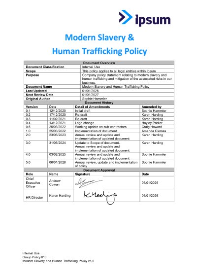 Ipsum Group Ltd 2026 Modern Slavery Statement - Free PDF