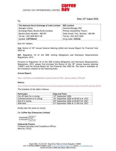 Coffee Day Enterprises Ltd 2026 Annual Report - Free PDF