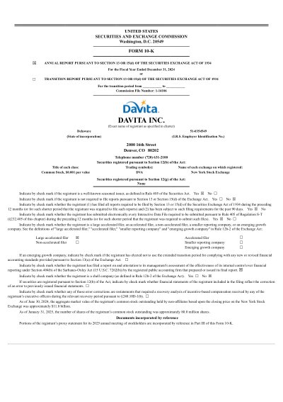 DaVita Inc 2024 Annual Report - Free PDF